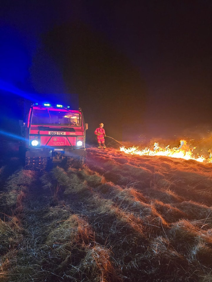 Firefighters extinguishing a wildfire