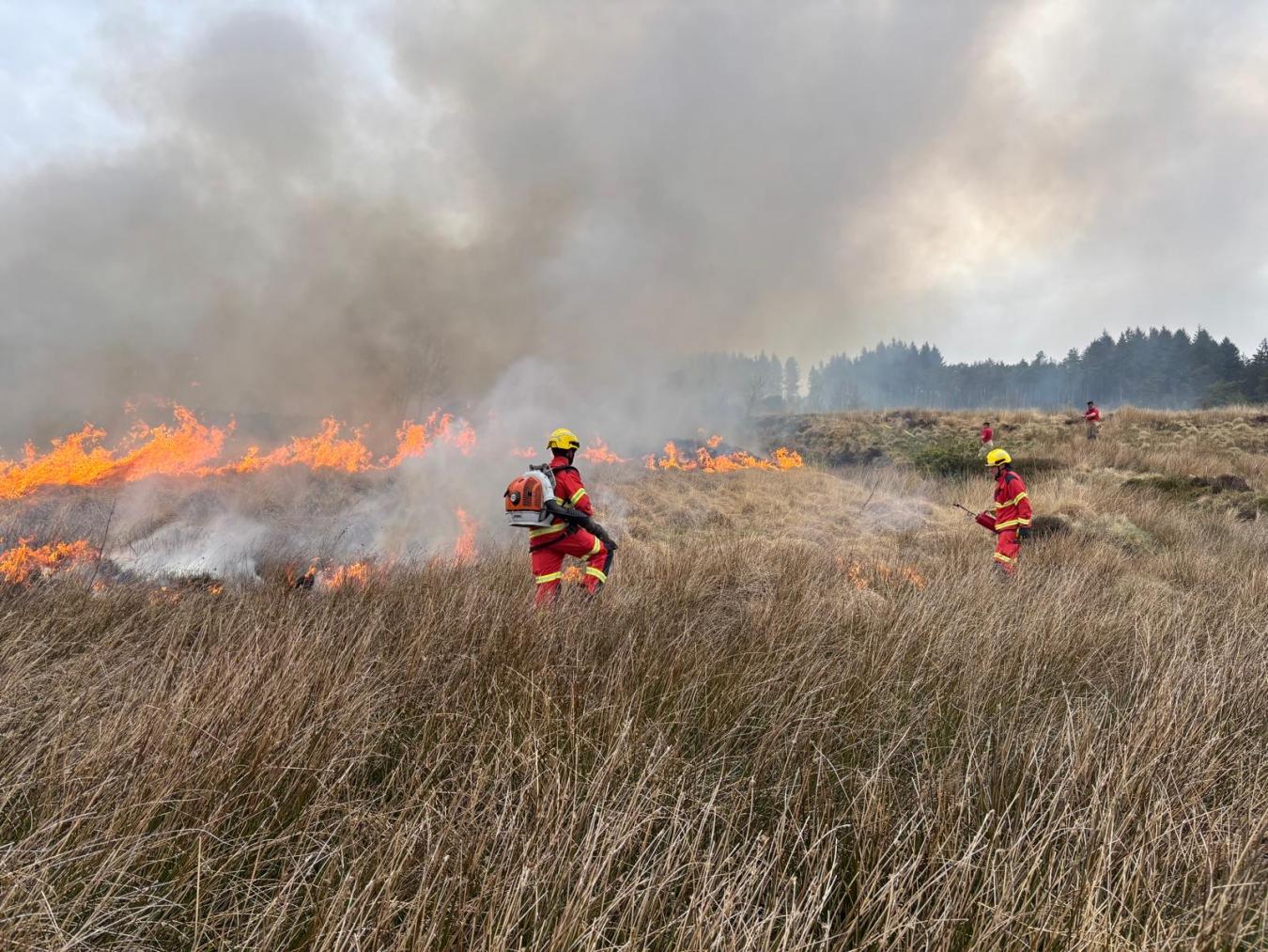 Fire crews tackling wildfire on moorland