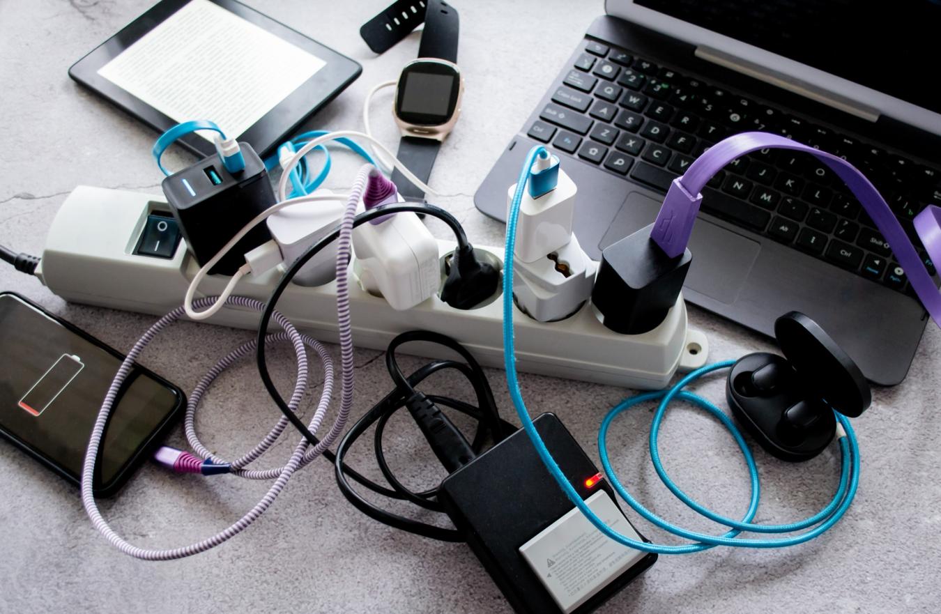 Lots of different devices plugged into an multi extension socket