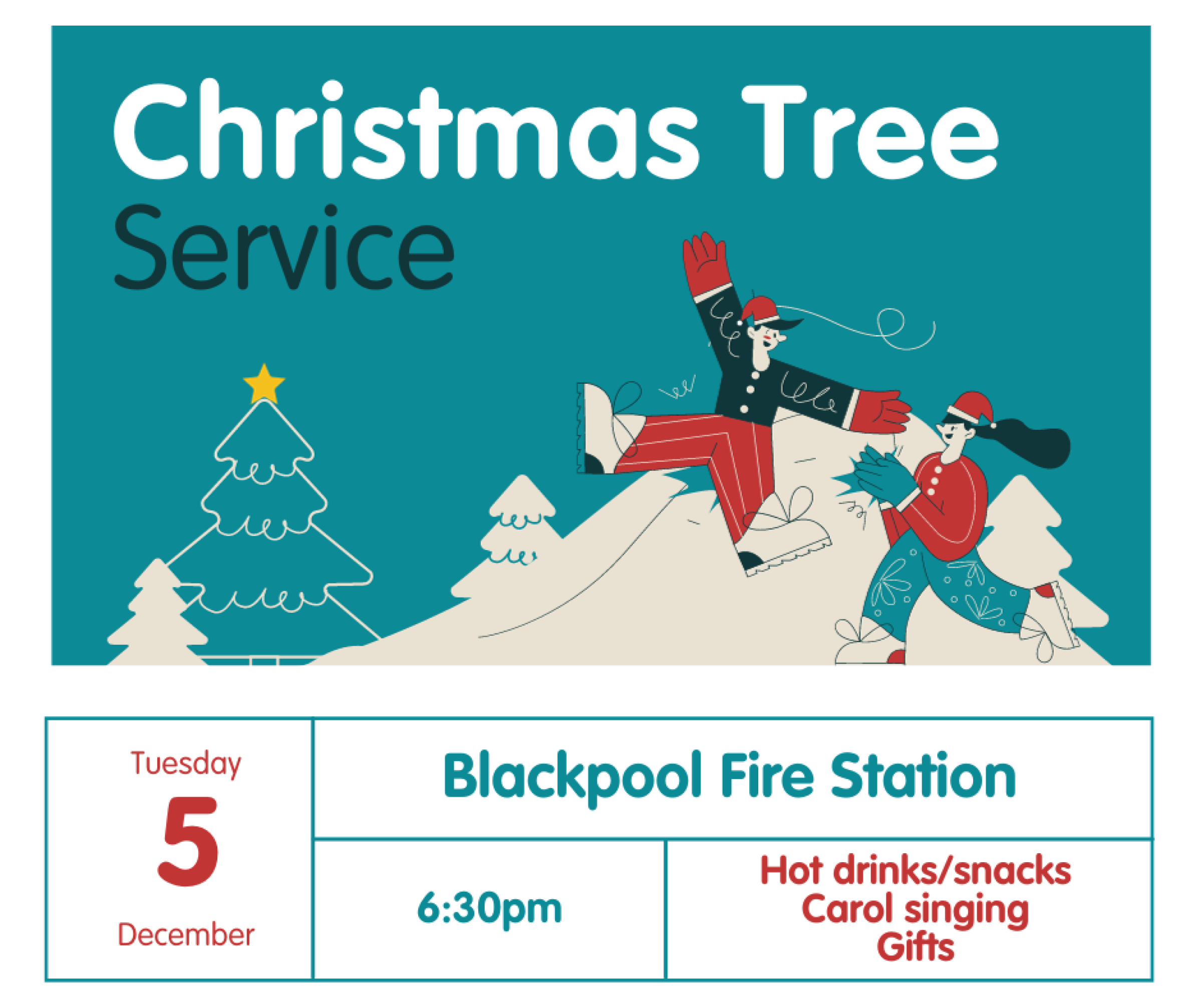 Christmas Tree Service, Tuesday 5 December, Blackpool Fire Station, 6:30pm